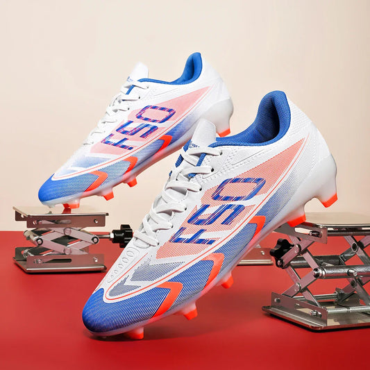 AG/FG Long Studs Soccer Shoes,PU Fabric Mixed Upper,TPU Sole Wear Resistant Anti Slip,Men Women Kids Youth Outdoor Sports