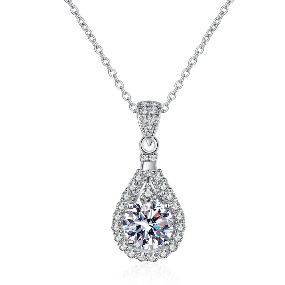 D VVS1 Moissanite Pandent Necklace for Woman Wedding Jewely with GRA 925 Sterling Sliver Plated 18k white Gold Necklace