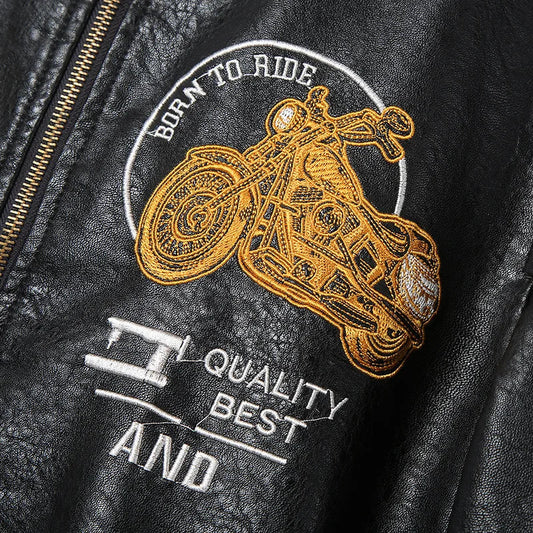 PU Leather Motorbike Jacket Men Autumn Winter Plush Washed Retro Motorcycle Jacket Motorcycle Accessories Moto Jacket Men