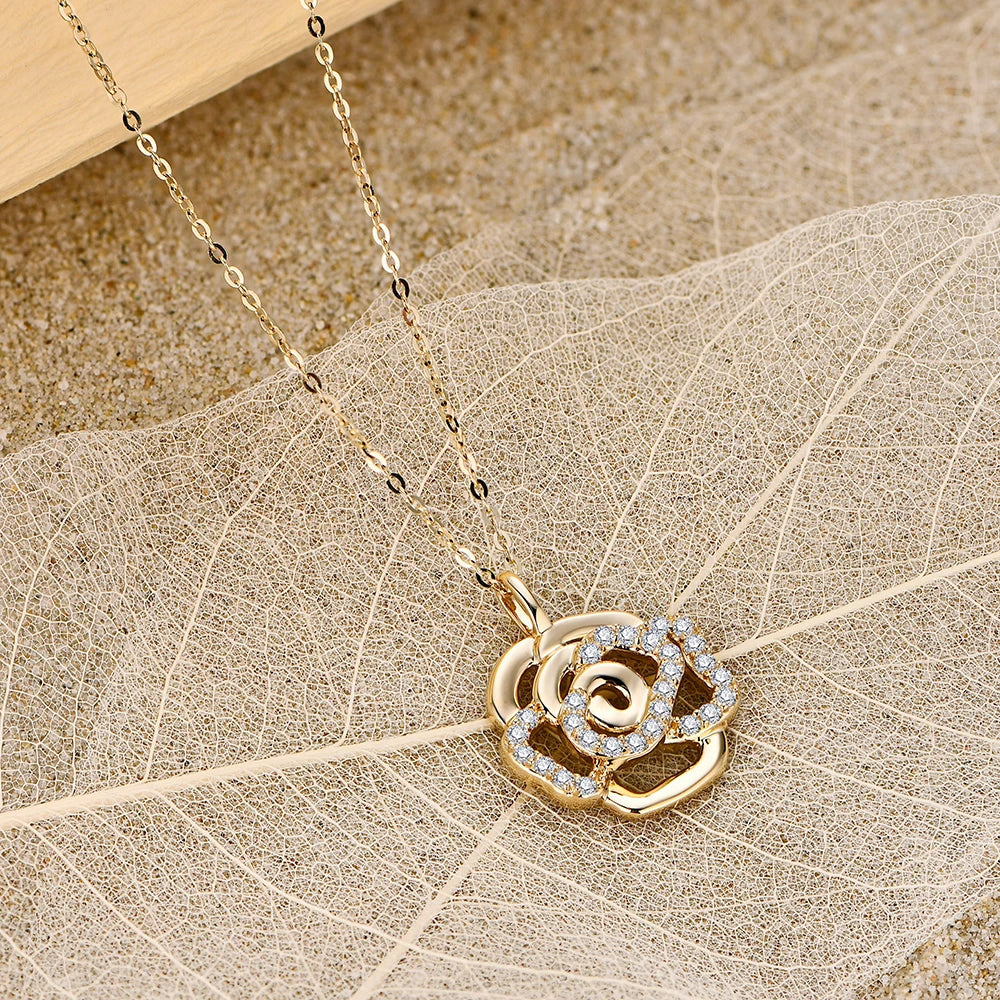 Real Moissanite Necklace Real 925 Sterling Silver Flower Pendant for Women Man Top Quality Wedding Bridal Fine Jewelry