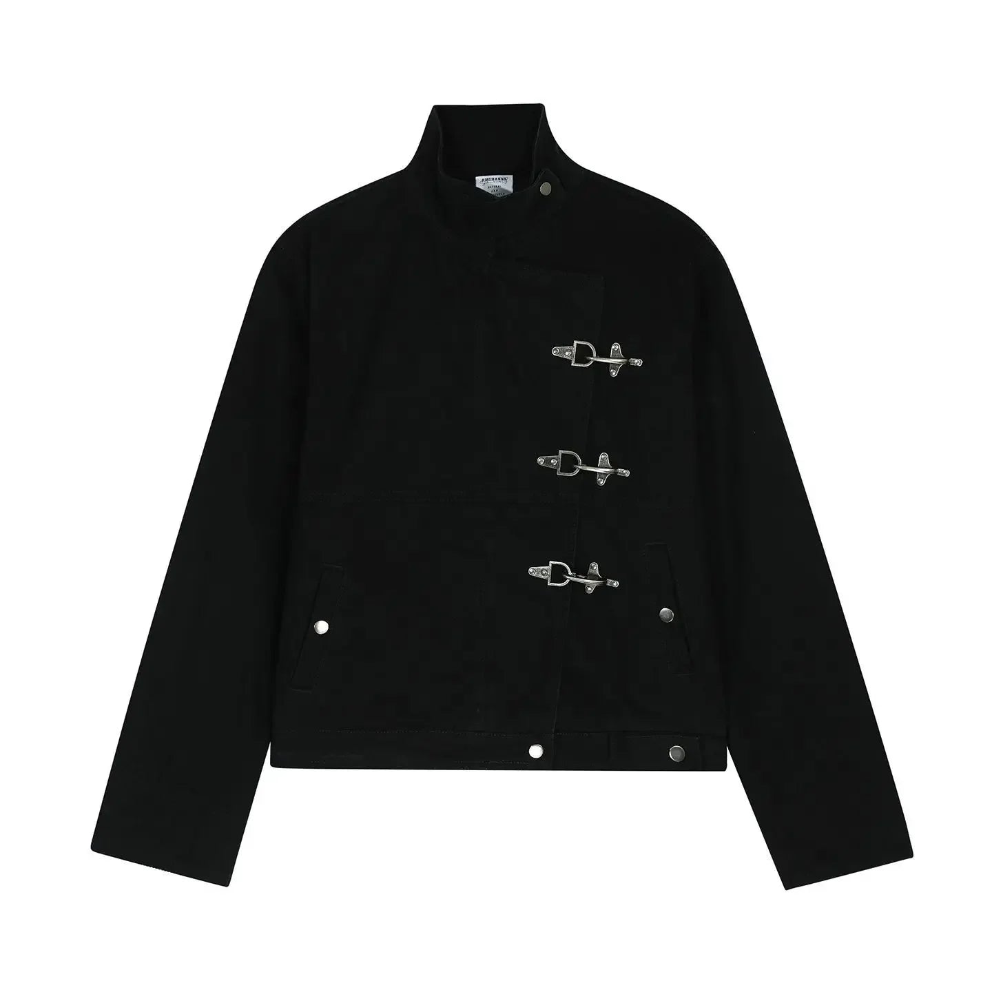 Harajuku Retro Black Gothic High Street Airplane Buckle Jacket for Men and Women Korean Fashion Y2k American Retro Casual Jacket