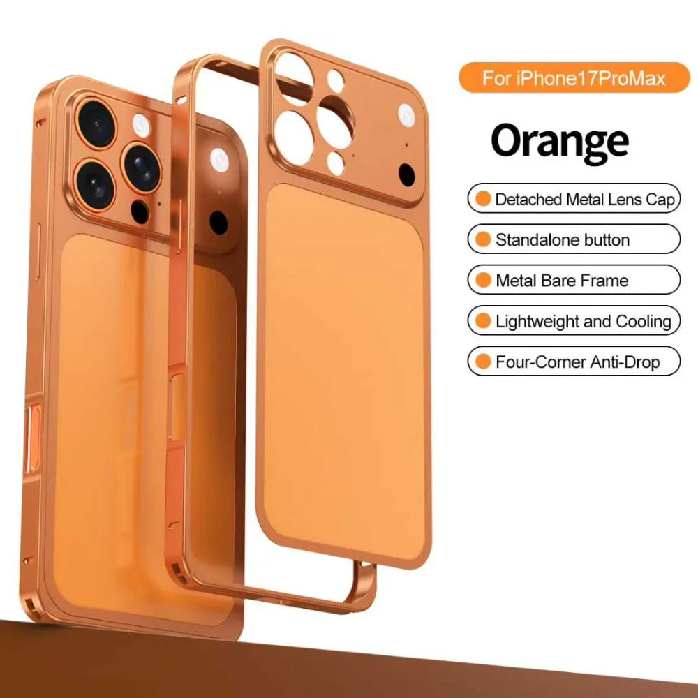 Original Colour Aluminum Alloy Frame Backplane Case For IPhone 13 14 15 16 Pro Max Transform IPhone 17 Series Lens Protect Cover