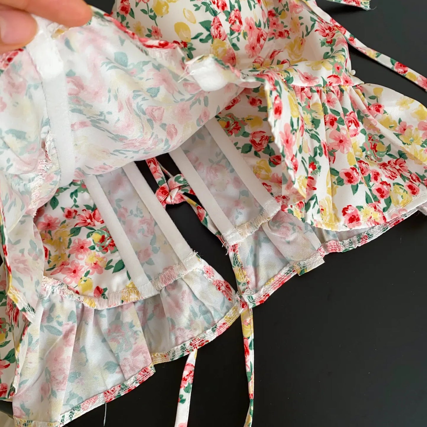 Summer Hotsweet Floral Camis 2026 Female High Waist Slim Lace Up Corset Tops Korean Versatile Casual Holiday Tank Top
