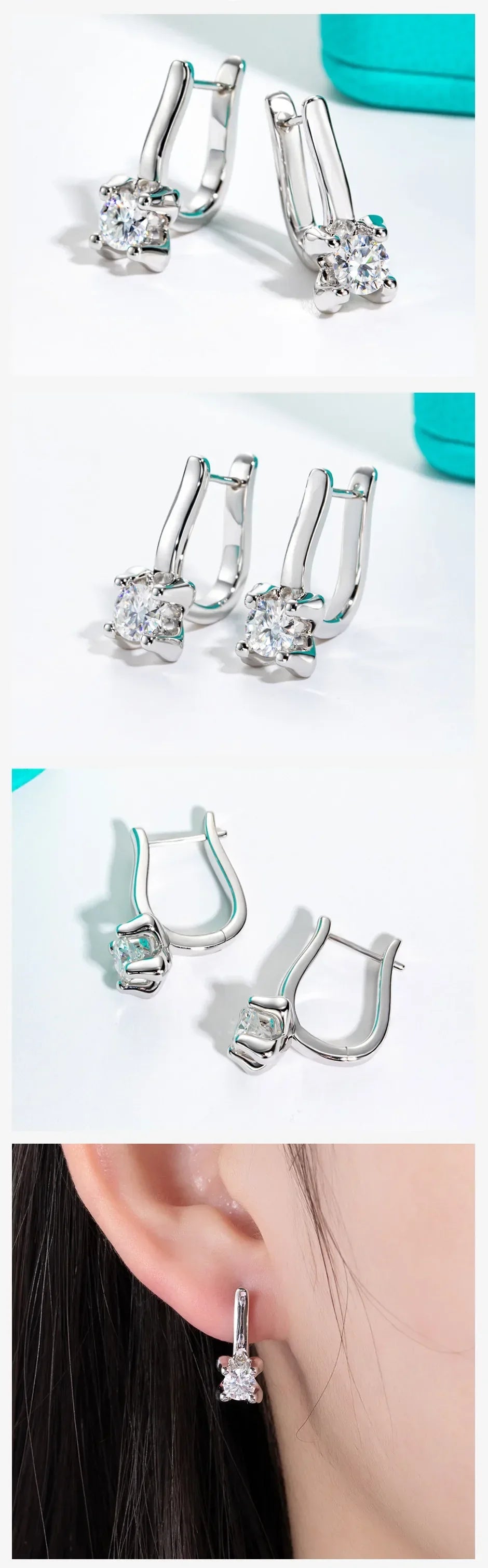 1cttw Moissanite Huggie Earrings 925 Stieerling Silver D Color Lab Created Diamond Hoop Earring For Women Jewelry