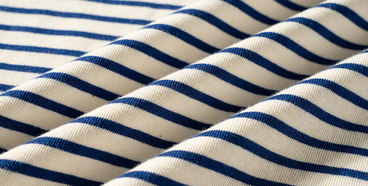 Summer men's pure cotton T-shirt, retro striped V-neck T-shirt from the United States, fashionable and versatile casual style