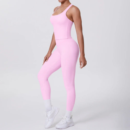 Yoga Top Set Fitness Gym Suit Training Sleeveless Sport Gym Tops Crossover Back Sports Underwear Tummy Control Slimming