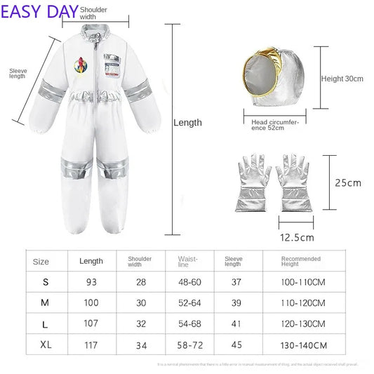 Halloween Astronaut Cosplay Costume Kids Boy Girl Jumpsuit Cartoon Space Party Spaceman Outfit White Spacesuit Bodysuit Clothing