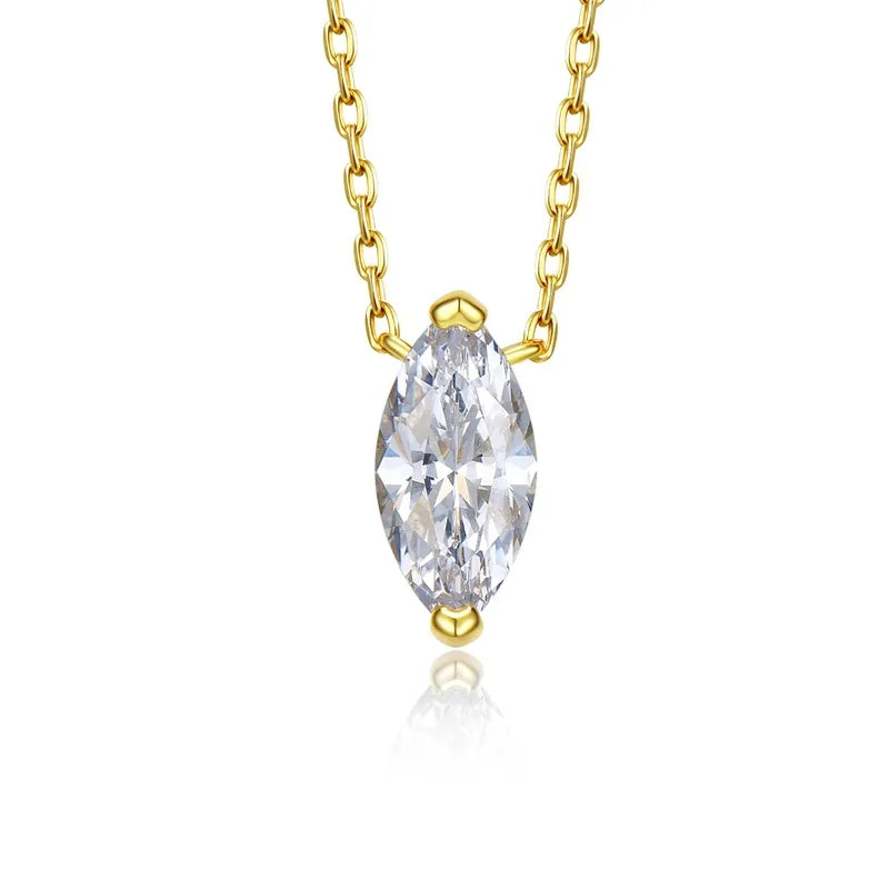 1.1carat Marquise/Round Cut Moissanite Pendant Necklace for Women Lab Diamond Necklaces 925 Sterling Silver Stacking Neck Chain