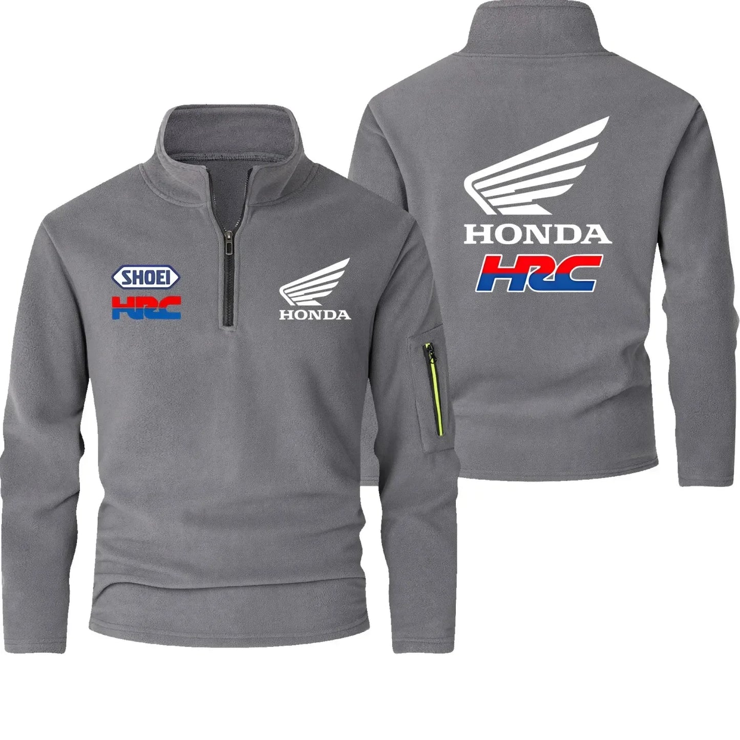 2025 Honda HRC Logo Autumn and Winter Fashion Stand-up Collar Half-zip Long-sleeved Sports Shirt Thickened Men's Casual Tops