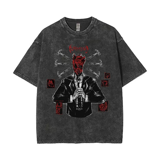 Anime Dorohedoro Kaiman Washed T-Shirt Men's Women Clothing Hip Hop Gothic Y2k T-Shirt Oversized Short Sleeve Cotton Tees Tops