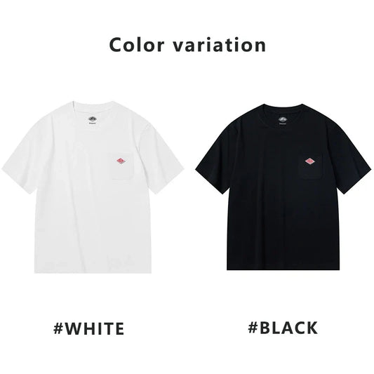 2025 Summer Men Women's Pure Cotton Embroidery T-Shirt Short Sleeve Tees Simple Solid Pocket Fashion Brand Casual Tops
