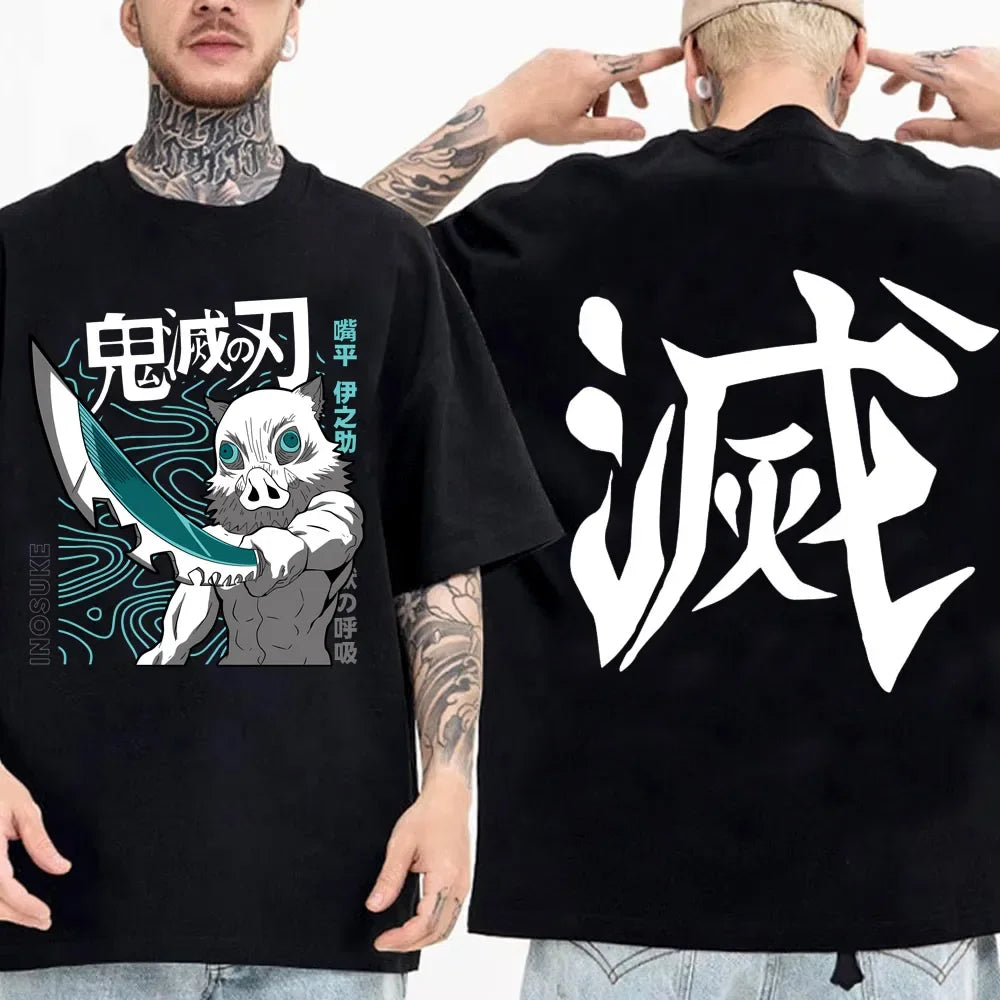 Japanese Anime Shirt Demon Slayer Infinity Castle T Shirt Men Cartoon Kimetsu No Yaiba Cotton Streetwear Clothes Cool Y2K Tees
