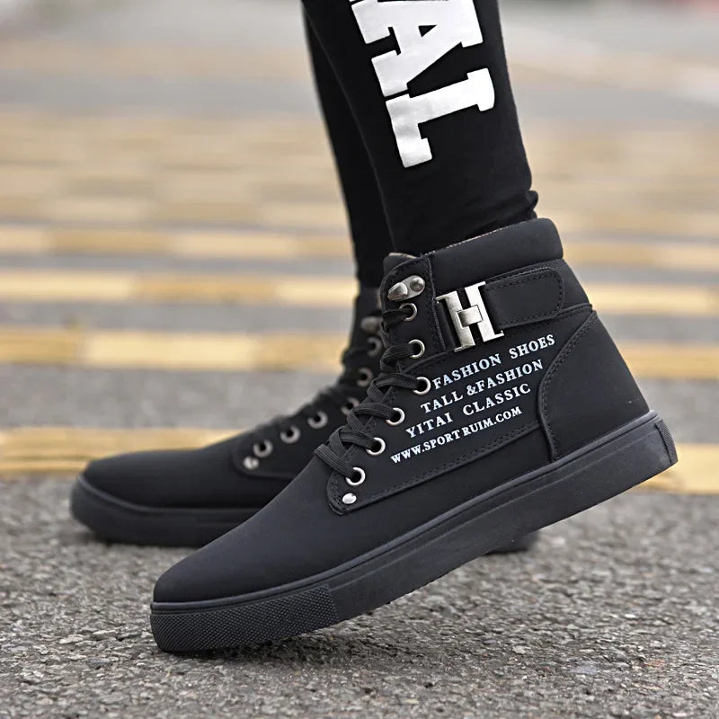 Men's Boots New Korean Version Men's Shoes High Top Skateboard Shoes Retro Platform Casual Lace Up Men Fashion Boots 2025