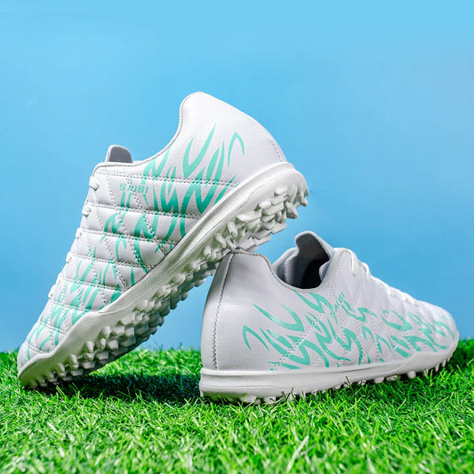 Men Women Kids Youth TF Turf Soccer Cleats PU+Fabric Upper Rubber Sole Non-Slip Wear-Resistant Training Shoes