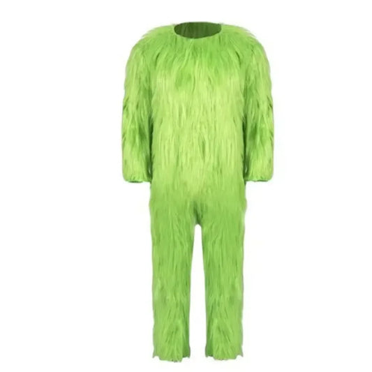 Christmas Green Fur Monster Santa Claus Monster Cosplay Costume Disguise Unisex Xmas Party Halloween Carnival Party Roleplay