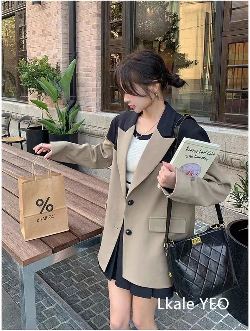 Women's Blazer Jacket 2025 Spring Autumn Korean Temperament Casual Ladies Outerwear Versatile Fashion Female Suit Coat
