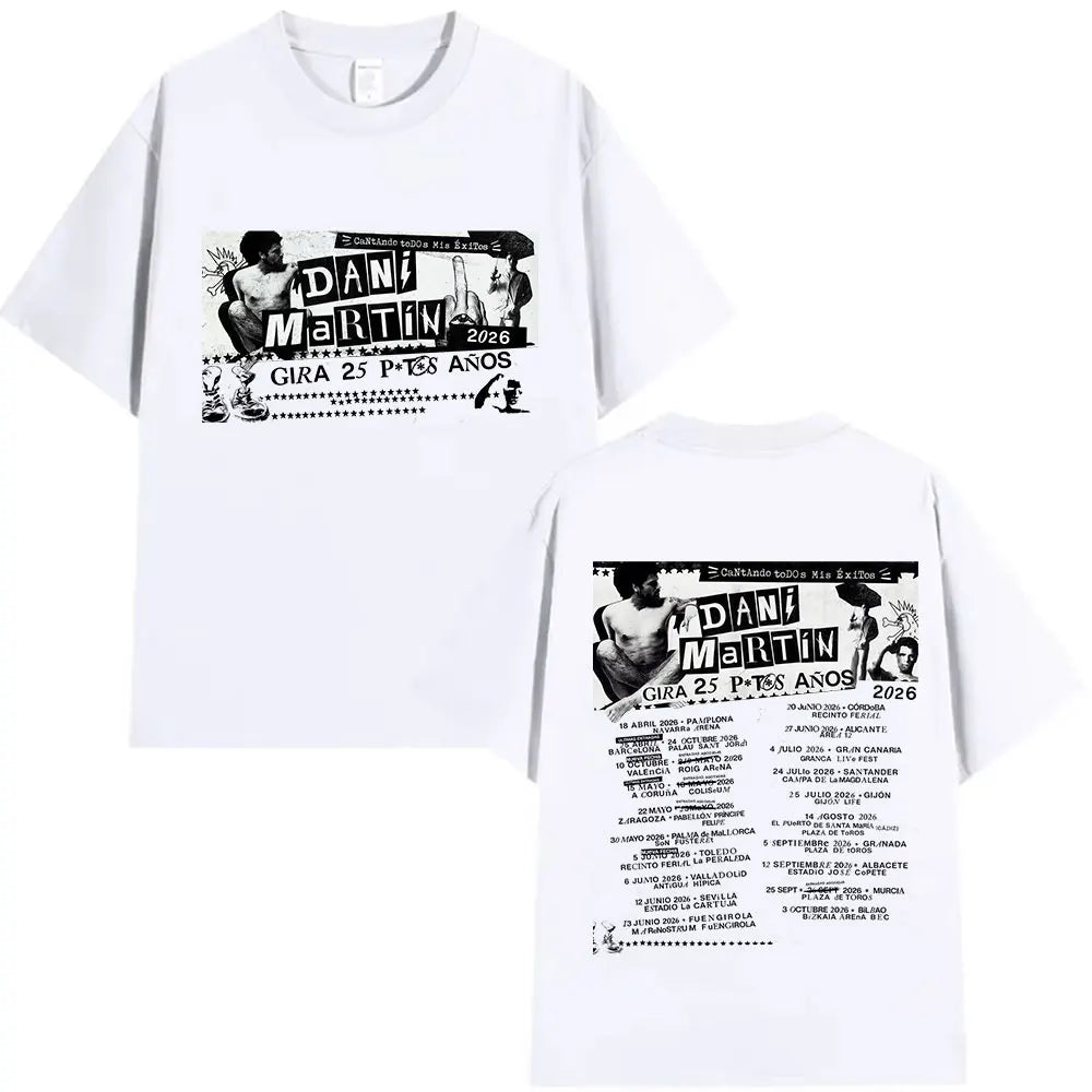 Rapper Dani Martin Tour 2025-2026 Merch T Shirts Men's Pop Music Clothing Short Sleeve T-shirt Man Hip Hop Gothic Vintage Tshirt