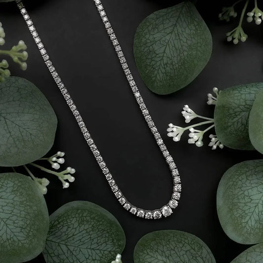 3-6.5mm Size dient All Moissanite Diamond Tennis Necklace with Certificate S925 Silver Riviera Necklaces Neck Chain for Women