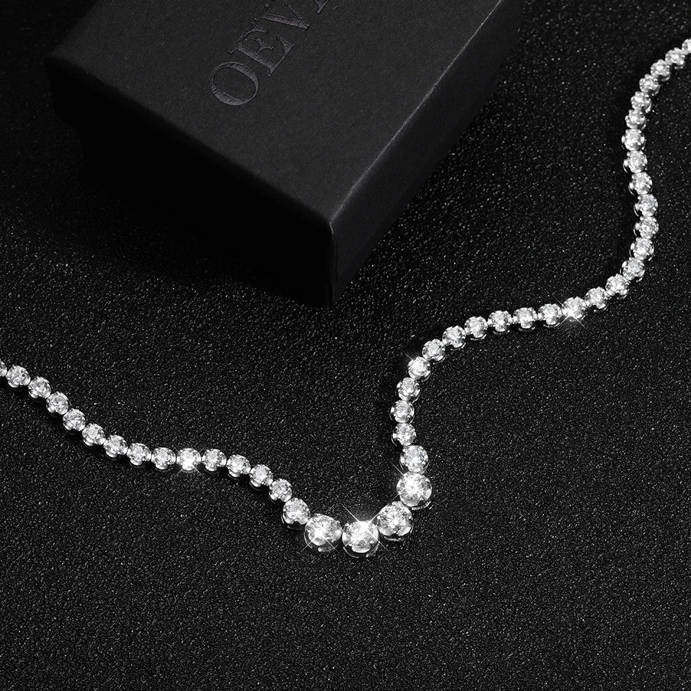 1.2CT Moissanite Tennis Necklace 925 Sterling Silver 18K Gold Plated Gradient High Carbon Diamond Necklaces for Women Adjustable