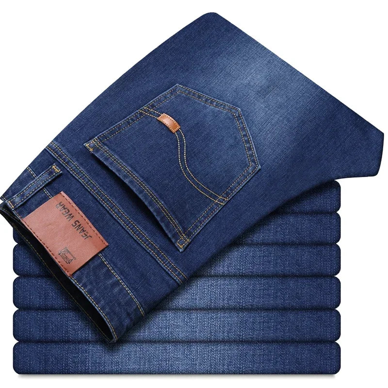 Classic Black Men's Jeans Straight Leg Baggy Plus Size Pants Wear Comfortable Dark Pants Thin Pants for Dad Gift Dad Pants