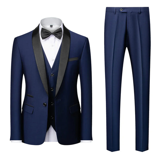 M-6XL Men's Casual Business Have Smoking Suit High End Brand Boutique Fashion Blazer Vest Pants Groom Wedding Dress Party Suit