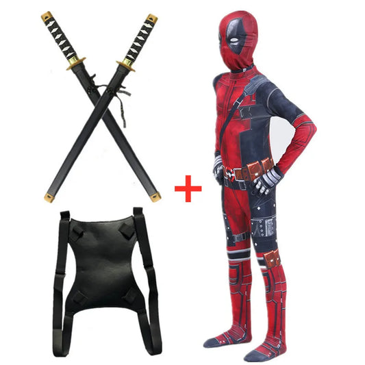 Movie Superhero Costume for Kids Justice Hero Bodysuit Halloween Mask Performance Costume Toddler Party with Toy Gift