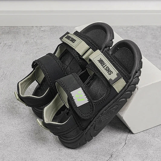 Kids'Casual Shoes Sandals EVA Summer Shoes For Boys Hook and Loop Breathable Anti-slip Thick Bottom Khaki Black Shoes Size 26-37