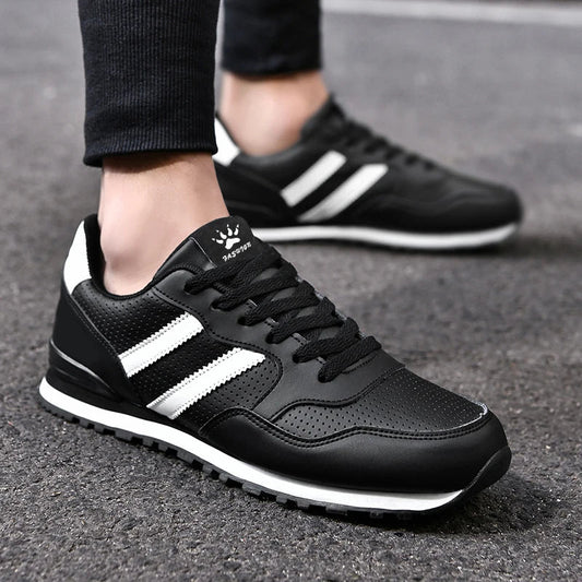 High Quality Men's Vulcanized Sneakers Leather Casual Shoes Breathable Mesh Men Tennis Shoes Male Flat Shoe Zapatillas Hombre