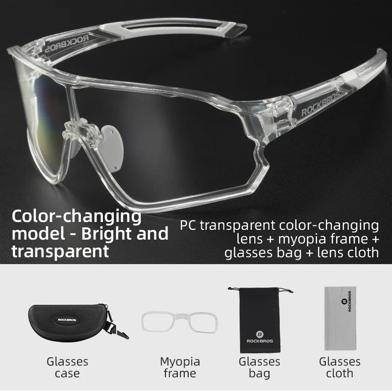 Photochromic Cycling Glasses UV400 Sunglasses Outdoor Sport Bicycle Eyewear MTB Racing Lightweight Flexible Goggles