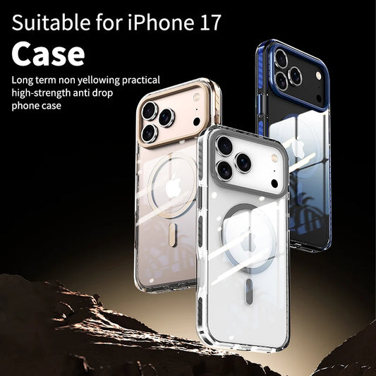 Luxury PE Striped Border HD Phone Case for iPhone 17 Air 16 15 14 Plus 13 12 Pro Max for Magsafe Magnetic Wireless Charge Cover
