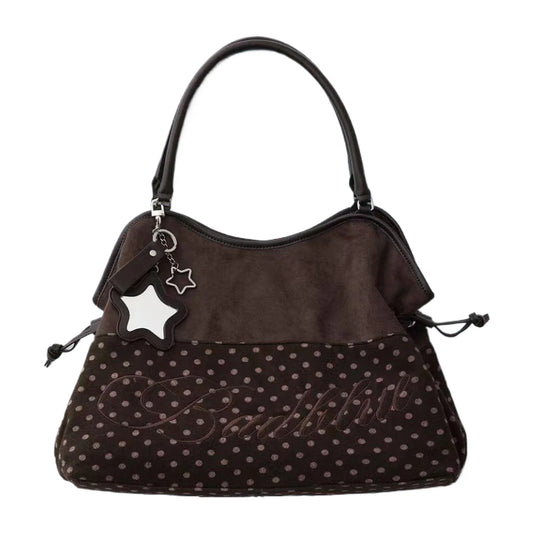 Women Leopard Print One Shoulder Armpit Bag Embroidered Letter Large Capacity Tote Bag Ladies Drawstring Versatile Underarm Bags