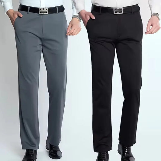 Elastic Men's Suit Pants Thin Straight Leg Pants Wrinkle Resistant Non-ironing Streetwear Men's Pants Business