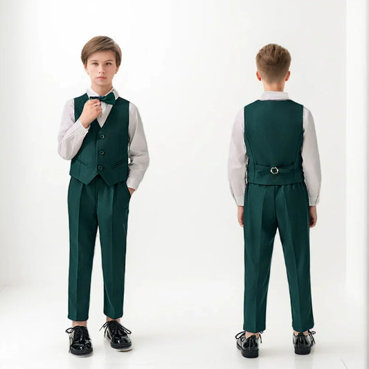 New Colorful Child Suit Set Hot Sale Boys Suits 4 Pieces Classy Handsome Kids Tuxedo For Wedding Guest Catwalk Show