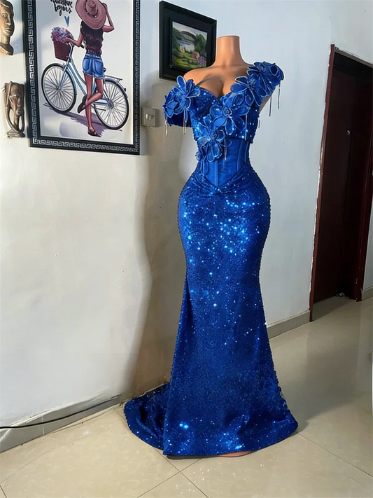 Red Aso Ebi Prom Dresses 2026 Black Girls Off Shoulder Crystals Appliques Sequins Formal Wedding Prom Party Gowns Customized