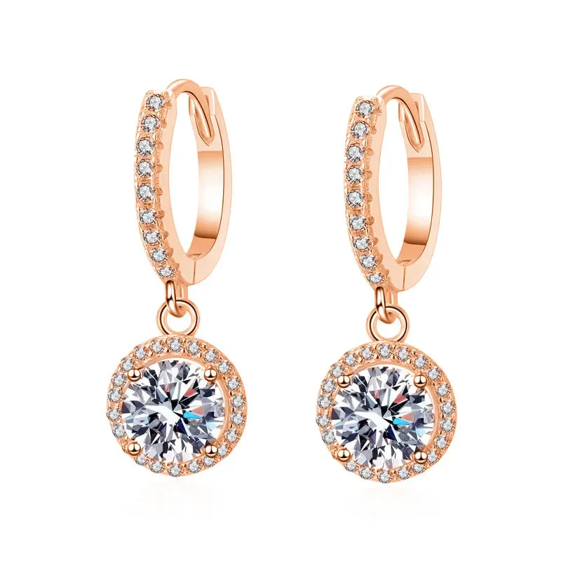 1ct D Color Moissanite Loop Earring 925 Sterling Silver Plated 18k White Gold Pendant Earring for Women Fine Jewelry