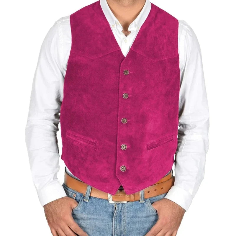 Men Vest Black Single Solid Button Frosted Velvet Waistcoat For Banquet Birthday Wedding Business Work Daily Set Men Suit Vest