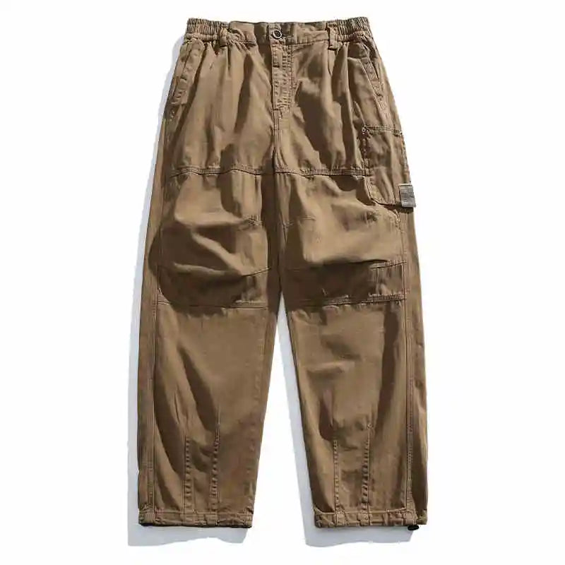 Japanese Vintage Cargo Pants Men Premium Cotton Loose Fit Straight Leg American Fashion Casual Trendy Streetwear Long Workwear