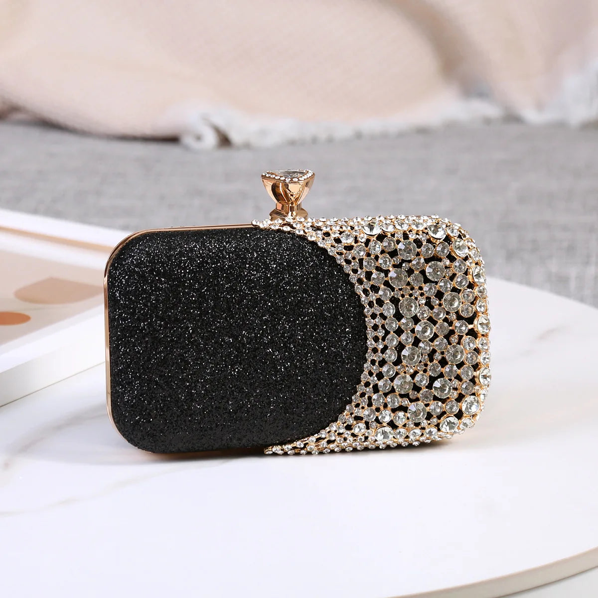 Rhinestone Women Bags Hollow Out Style Crystal Evening Bag Chain Shoulder Handbags Luxury Party Wedding Day Clutch Purse Handle