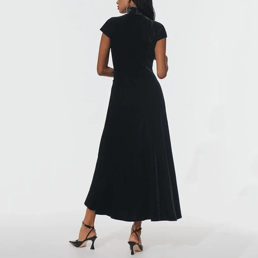 Retro Chinese Style Waist Cinched Cheongsam Slim Fit Dress Girl Slit Temperament Dress New Ins Fashion