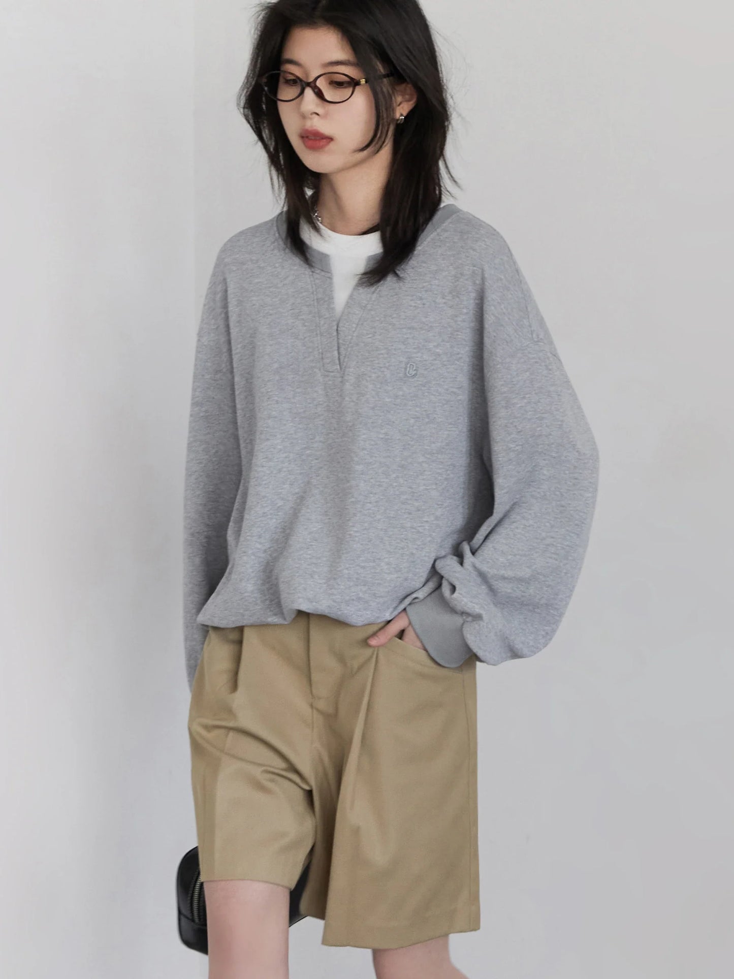 Korean Women Sweatshirts Loose Casual New Contrast Splicing Hoodie Female Top Woman T Shirt Pullover Spring Autumn 2025