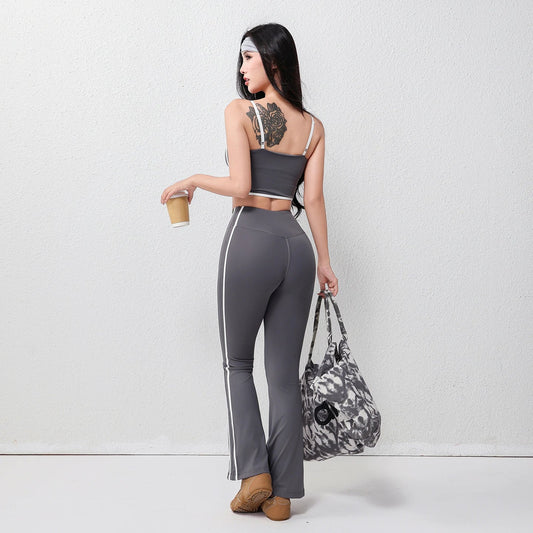 Women's plus Size Fitness Flare Yoga Pants Four-Way Stretch Breathable Full Length Elastic Waist Hip Lifting Yoga Trousers