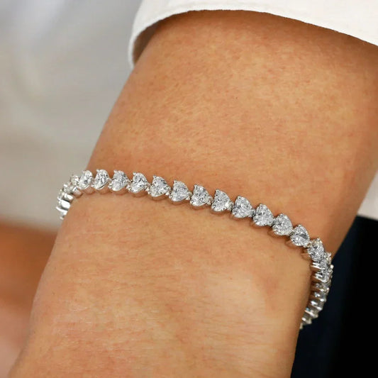 Bracelet de tennis en moissanite taille cœur de 3/5/6,5 mm avec certificats, bracelets scintillants en argent sterling 925 pour femmes