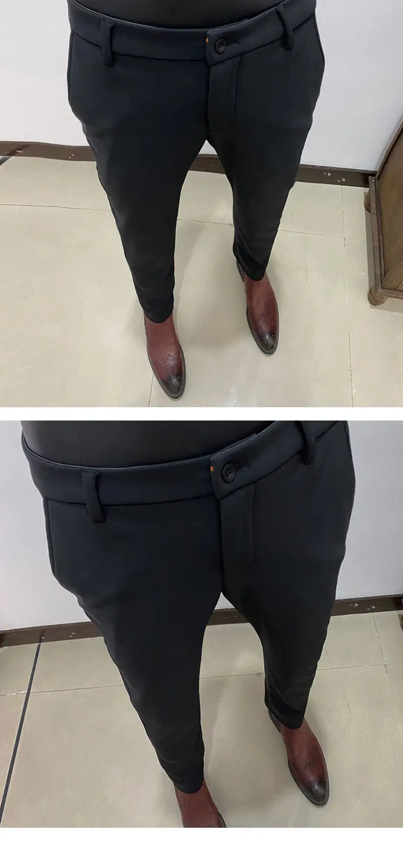 2025 Autumn Winter New With Velvet Warm Casual Pants High Quality Slim Fit Men's Formal Business Office Social Solid Trousers