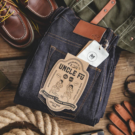 Retro 11.6oz Cotton Selvedge Raw Denim Jeans Tapered Regular Fit Jeans with Zipper Fly High Quality Versatile Men's Pants