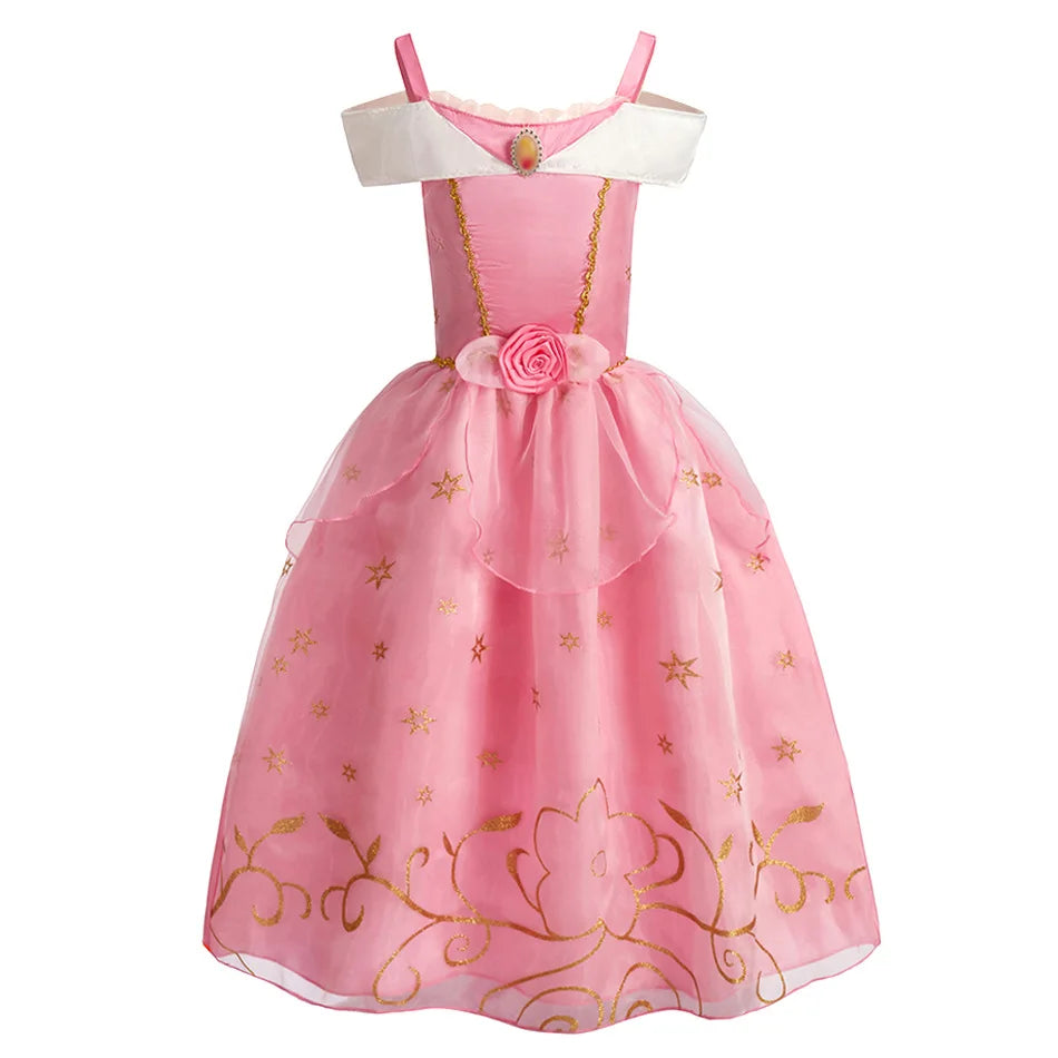 2026 Girls Costume Sleeping Beauty Aurora Princess Party Rapunzel Halloween Snow White Cosplay Costume Kid Cinderella Dress up