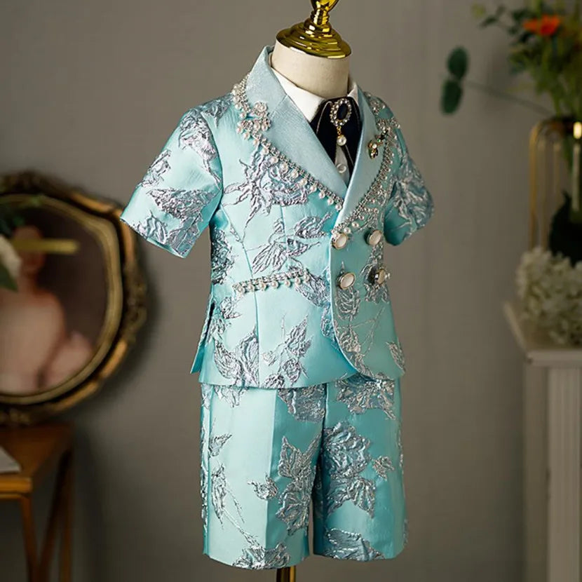 5PCS Children's Suit New Fashion Stage Boys' Piano Performance Clothes Wedding Birthday Baptism Party Prom Dress For Eid A2175