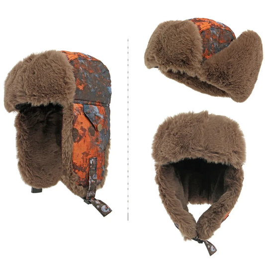Bomber Hat Thick Warm Winter Fur Hats for Men Women Camouflage Ski Trapper Earflap Cap Male Female Windproof Russian Hat