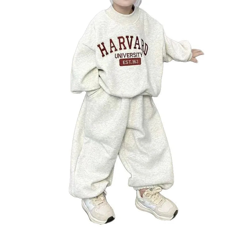 Children Clothing Sweatshirt Sets Autumn Baby Boys Girls Fashion Simple Letter Print Pullover Top+Pants 2PCS Suit Kids Tracksuit
