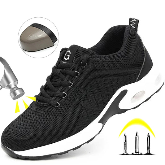 Air Cushion Work Safety Shoes For Men Women Breathable Work Sneakers Steel Toe Work Shoes Anti-puncture Safety Protective Shoes