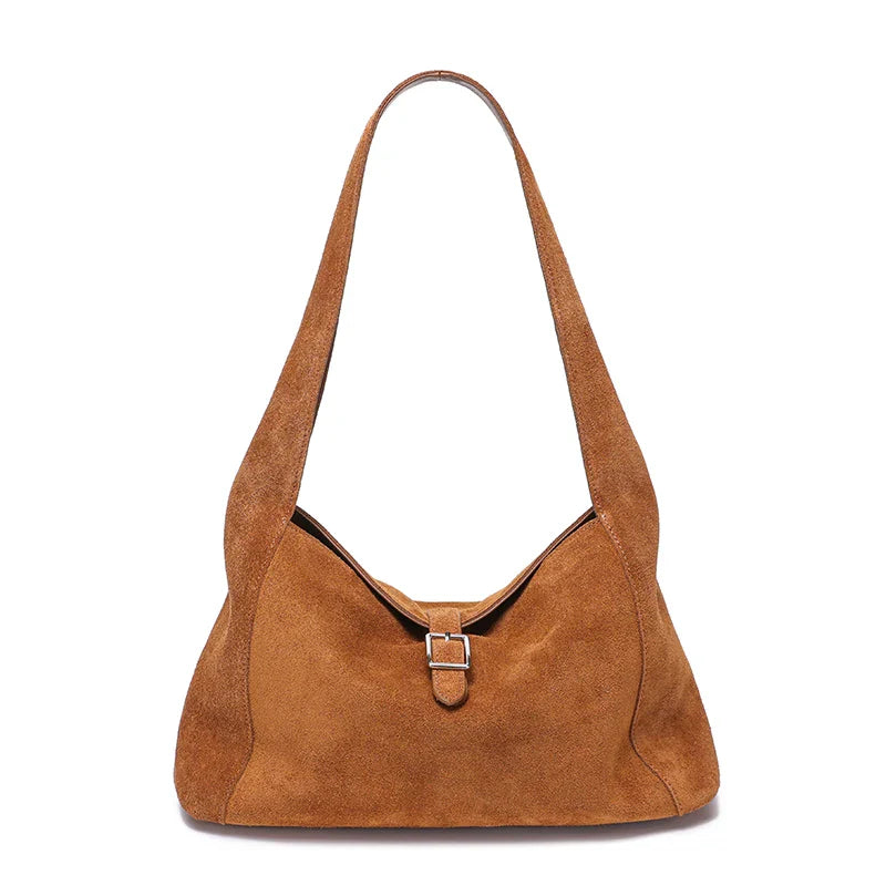 New Winter Women's Natural Suede Leather Bags Female Soft Cowhide Durable Crossbody Shoulder Bag Ladies Fashion Commute Handbags